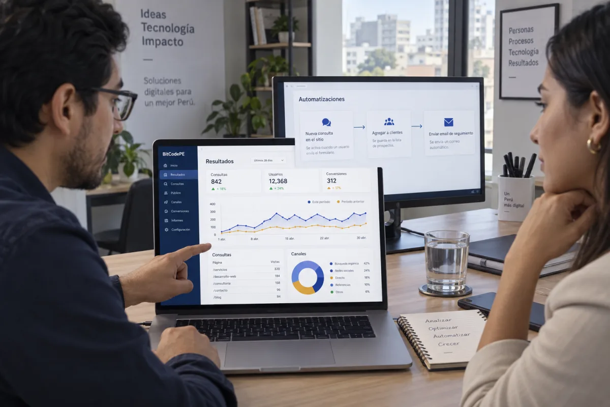 Ejemplo ilustrativo de analítica web y automatización del seguimiento de consultas.